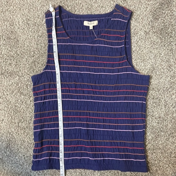 NWT Madewell | Rainbow Stitch Smocked Tank Top | Blue | Size Medium - Picture 6 of 6